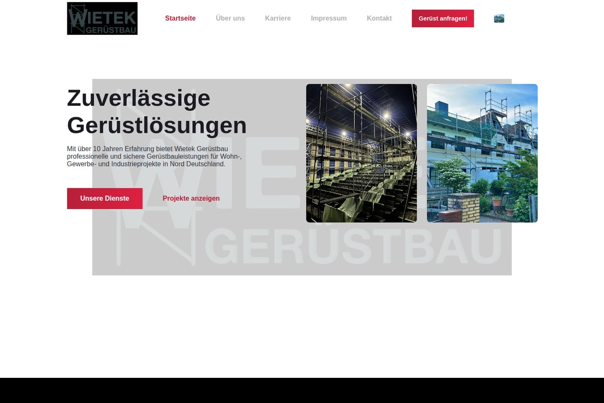 Wietek Gerüstbau Ltd. – alte Website